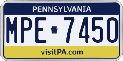 PA license plate MPE7450