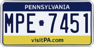 PA license plate MPE7451