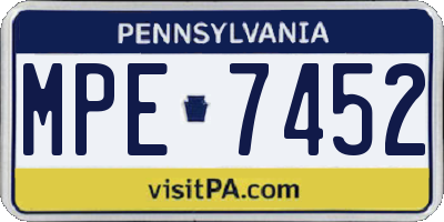 PA license plate MPE7452
