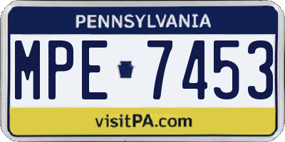 PA license plate MPE7453
