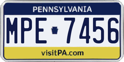 PA license plate MPE7456