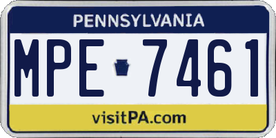 PA license plate MPE7461