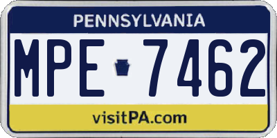 PA license plate MPE7462
