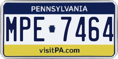 PA license plate MPE7464