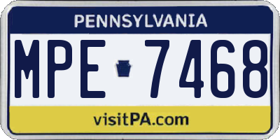 PA license plate MPE7468