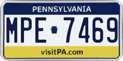 PA license plate MPE7469