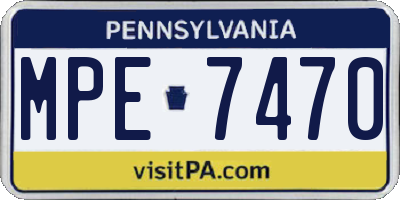 PA license plate MPE7470