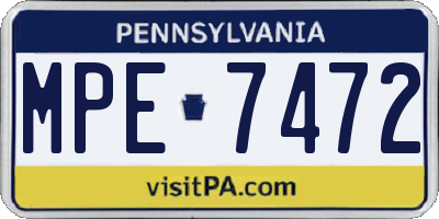 PA license plate MPE7472