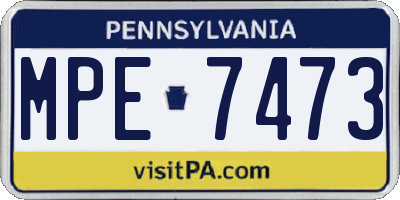 PA license plate MPE7473