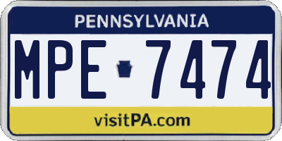 PA license plate MPE7474