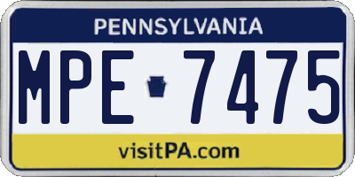 PA license plate MPE7475