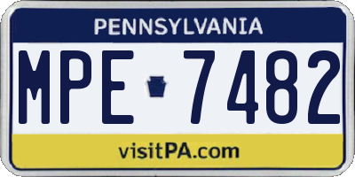 PA license plate MPE7482