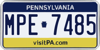PA license plate MPE7485