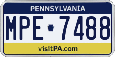 PA license plate MPE7488