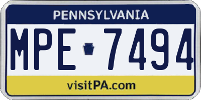 PA license plate MPE7494