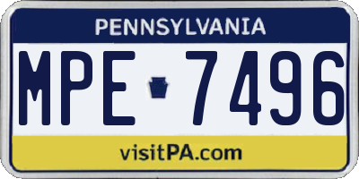 PA license plate MPE7496