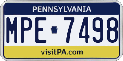 PA license plate MPE7498