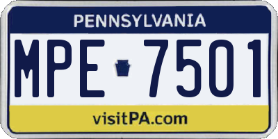 PA license plate MPE7501