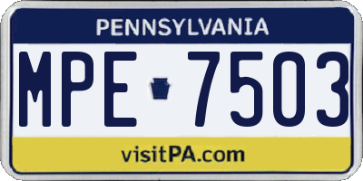 PA license plate MPE7503
