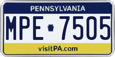 PA license plate MPE7505