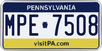 PA license plate MPE7508