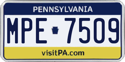 PA license plate MPE7509