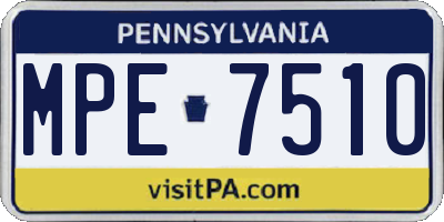 PA license plate MPE7510