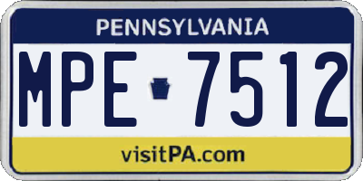 PA license plate MPE7512