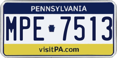 PA license plate MPE7513