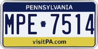 PA license plate MPE7514