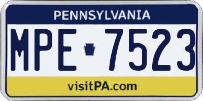 PA license plate MPE7523