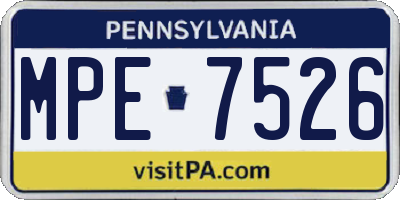 PA license plate MPE7526