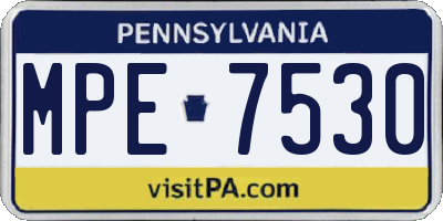 PA license plate MPE7530