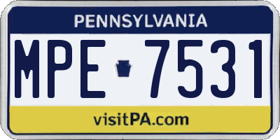 PA license plate MPE7531