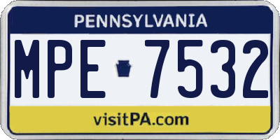 PA license plate MPE7532