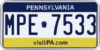 PA license plate MPE7533