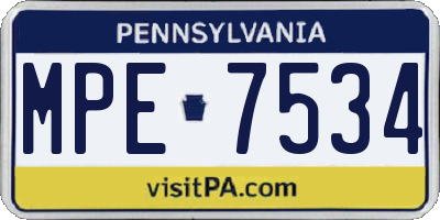 PA license plate MPE7534