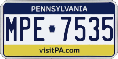 PA license plate MPE7535