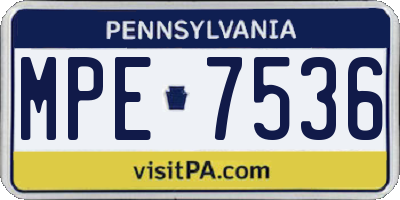 PA license plate MPE7536