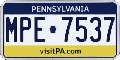 PA license plate MPE7537