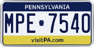PA license plate MPE7540