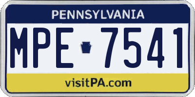 PA license plate MPE7541