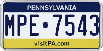 PA license plate MPE7543