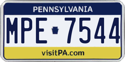PA license plate MPE7544