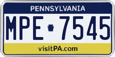PA license plate MPE7545