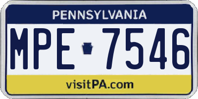 PA license plate MPE7546