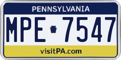 PA license plate MPE7547