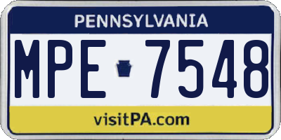 PA license plate MPE7548