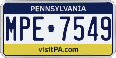 PA license plate MPE7549