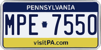 PA license plate MPE7550